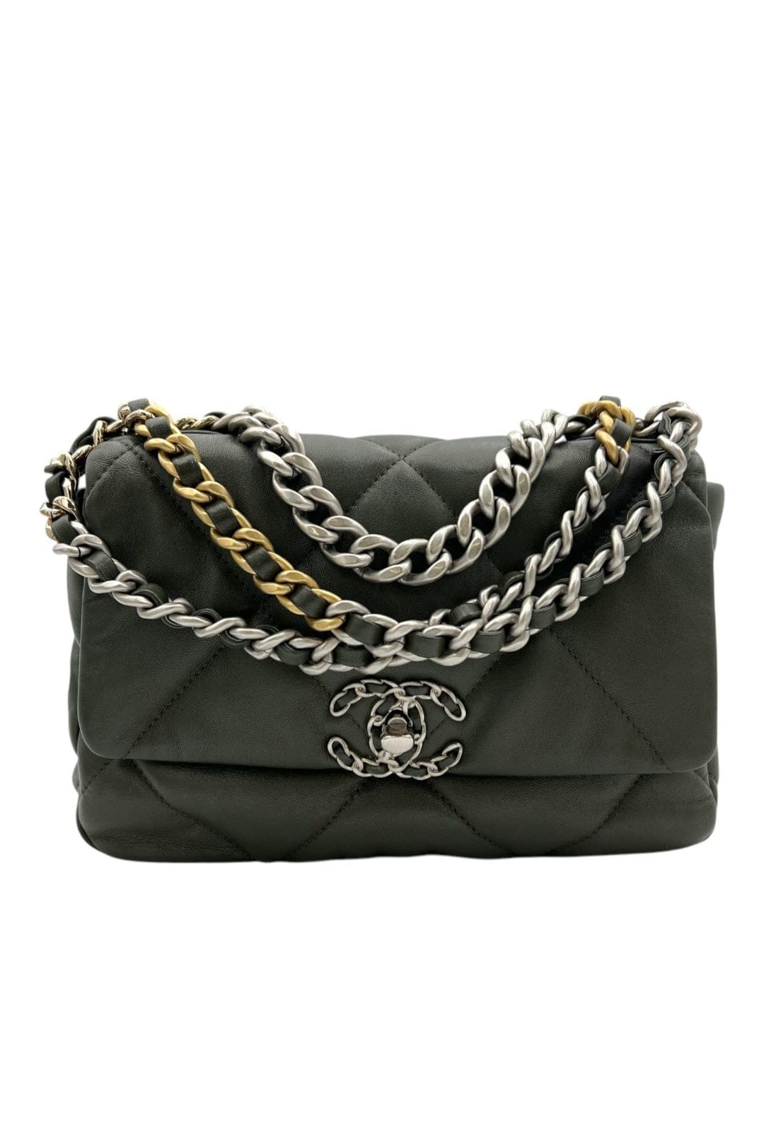 Chanel C19 Shoulder Bag Small Green in Lambskin Mixed hardware S2411 002510CH