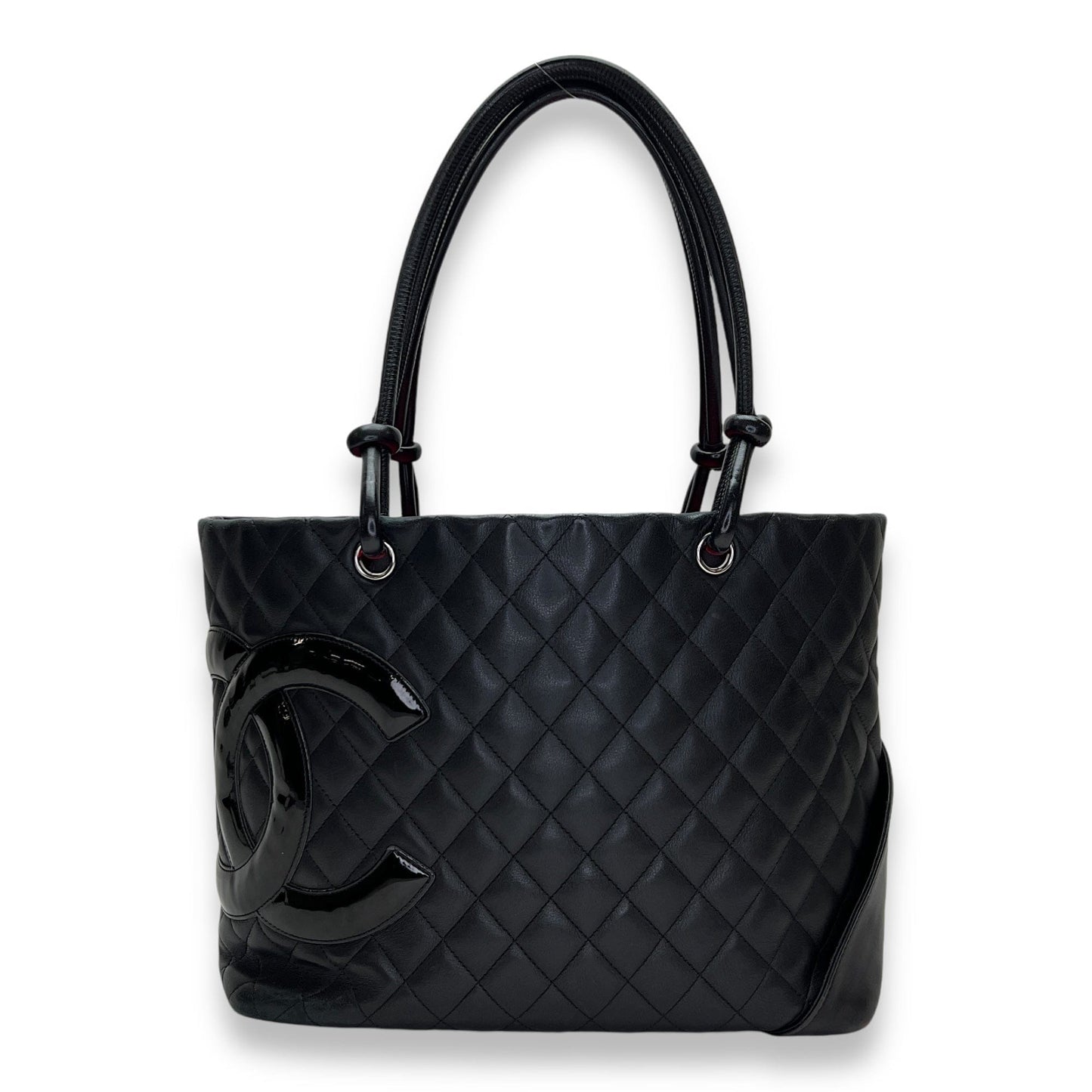 Chanel Cambon Tote Bag Black in Lambskin Silver Hardware S2408 000529CH