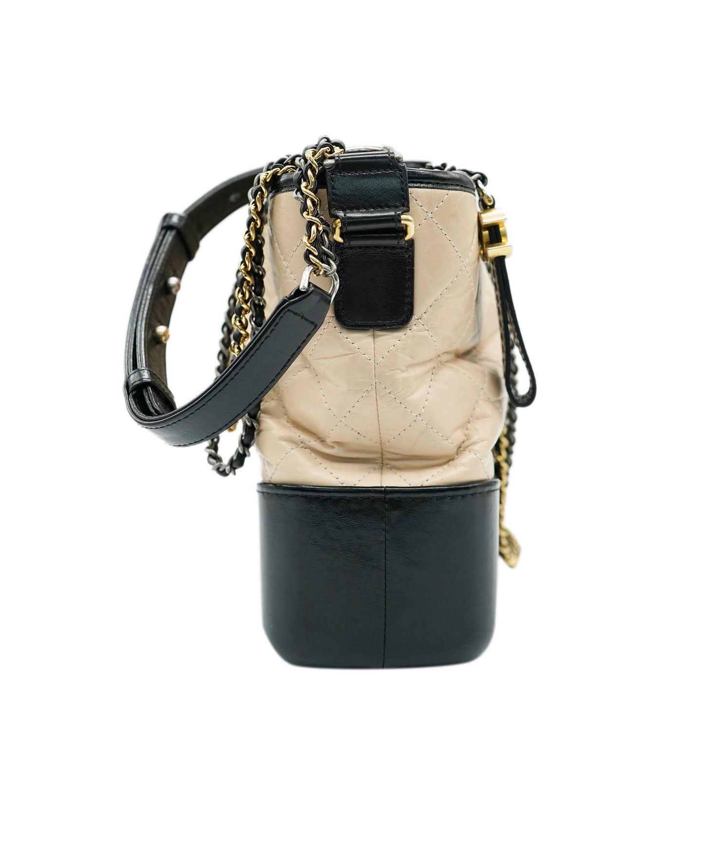 Chanel Beige & Black Lambskin Medium Gabrielle Crossbody Bag ABC1032