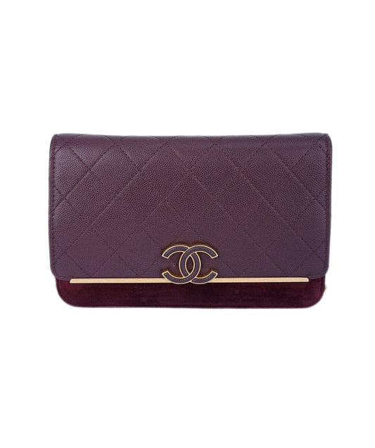 Chanel Burgundy CC Suede Crossbody ALL0869