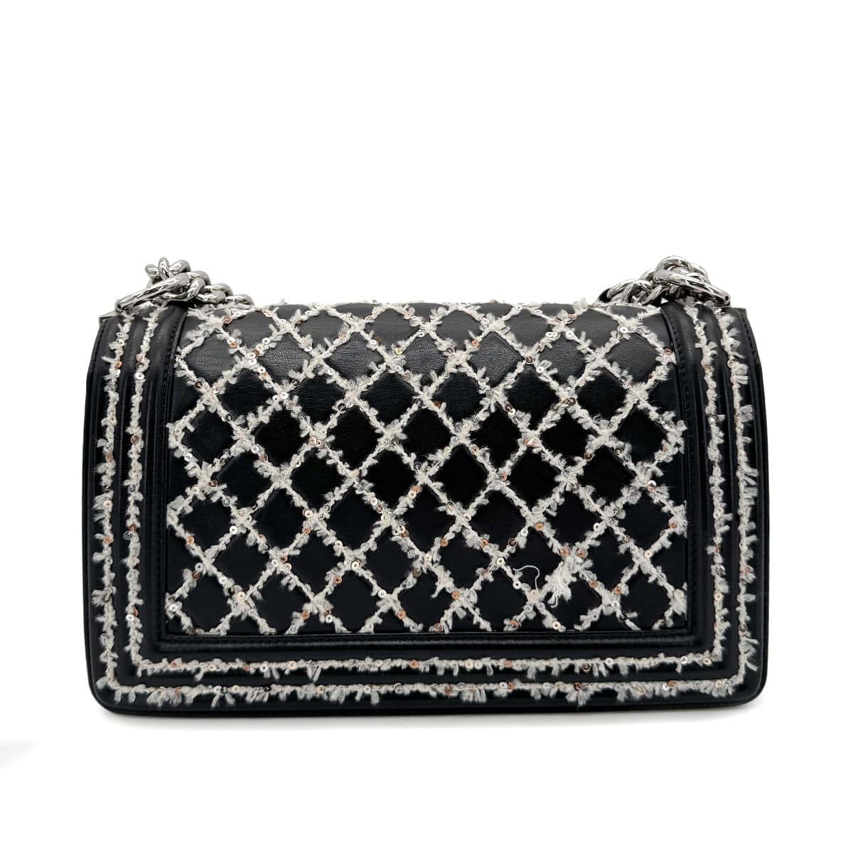 CHANEL BOYCHANEL MEDIUM CHAIN SHOULDER BAG BLACK LEATHER 90267774