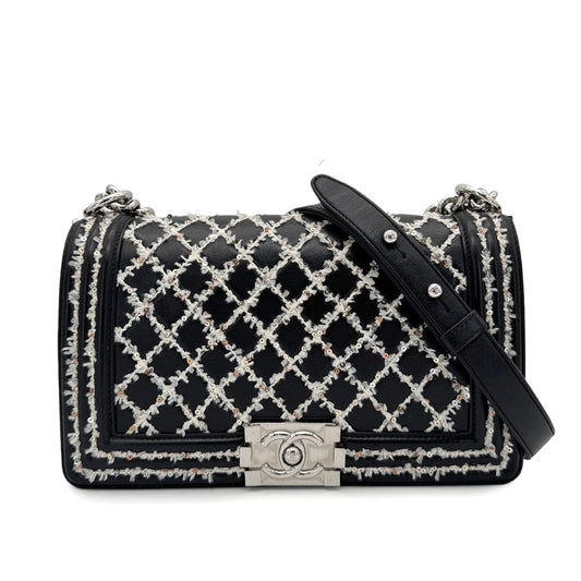 CHANEL BOYCHANEL MEDIUM CHAIN SHOULDER BAG BLACK LEATHER 90267774