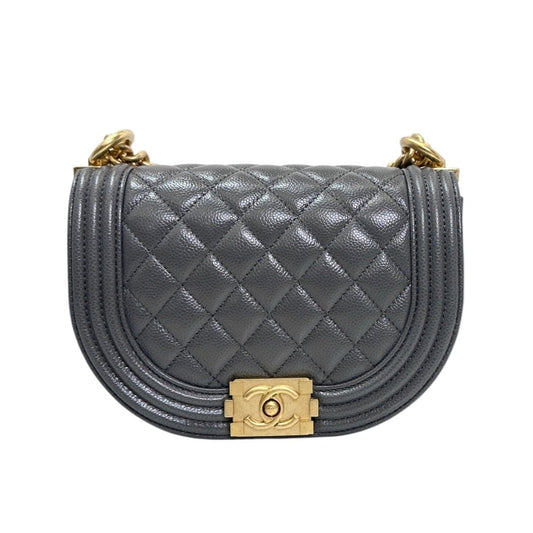 CHANEL BOY SADDLE BAG IN GREY CAVIAR 122419A12