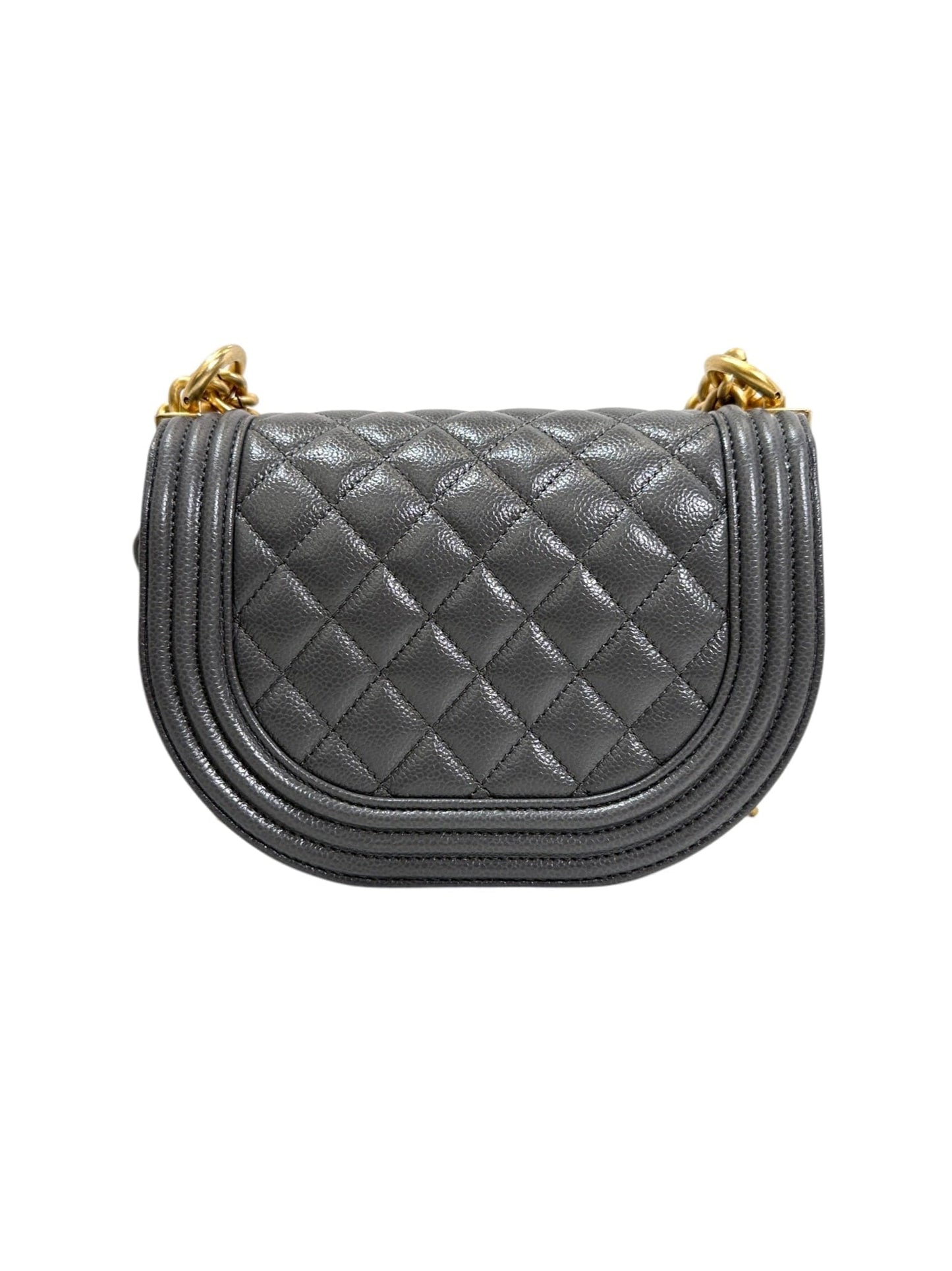 CHANEL BOY SADDLE BAG IN GREY CAVIAR 122419A12