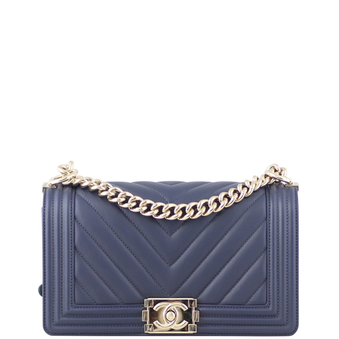 Chanel Boy Chevron Old Medium |  Navy Blue