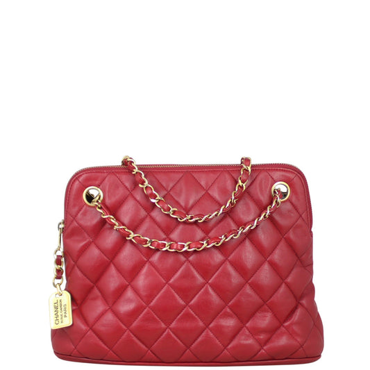 Chanel CC Quilted Tote Bag | Deep Red