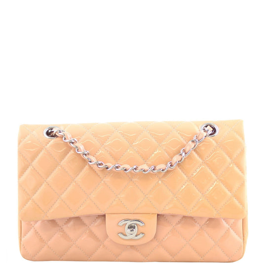 Chanel Classic Double Flap Medium Patent Bag | Rose Beige