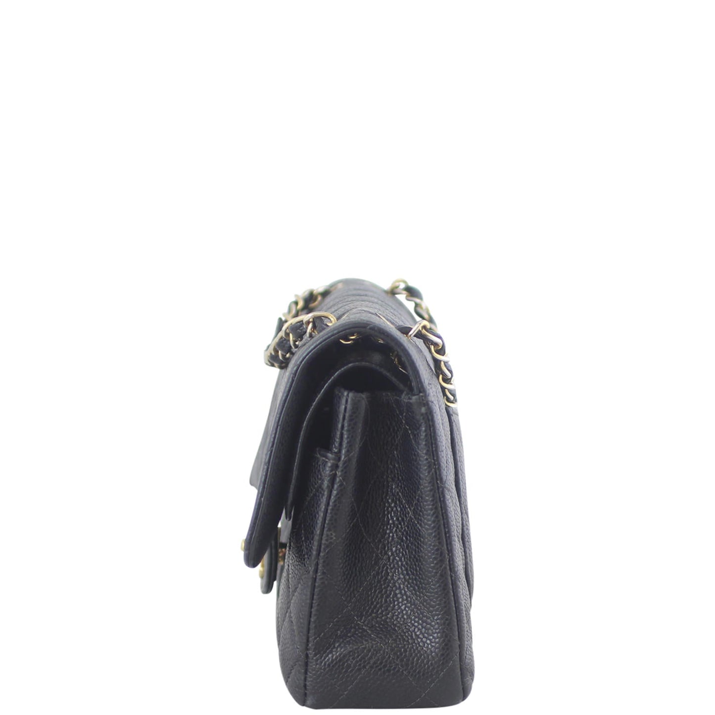 Chanel Classic Double Flap Medium | Black Caviar Gold Hardware Double Chain Strap