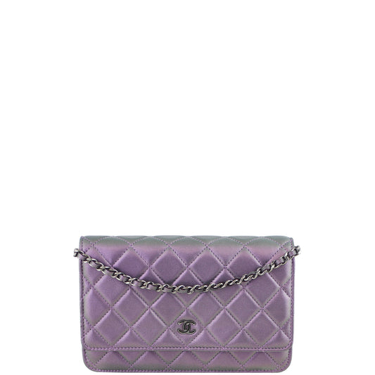 Chanel Classic Wallet On Chain Iridescent | Purple And Green