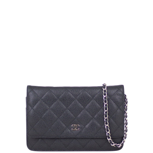Chanel Classic Wallet on Chain | Black Caviar Silver