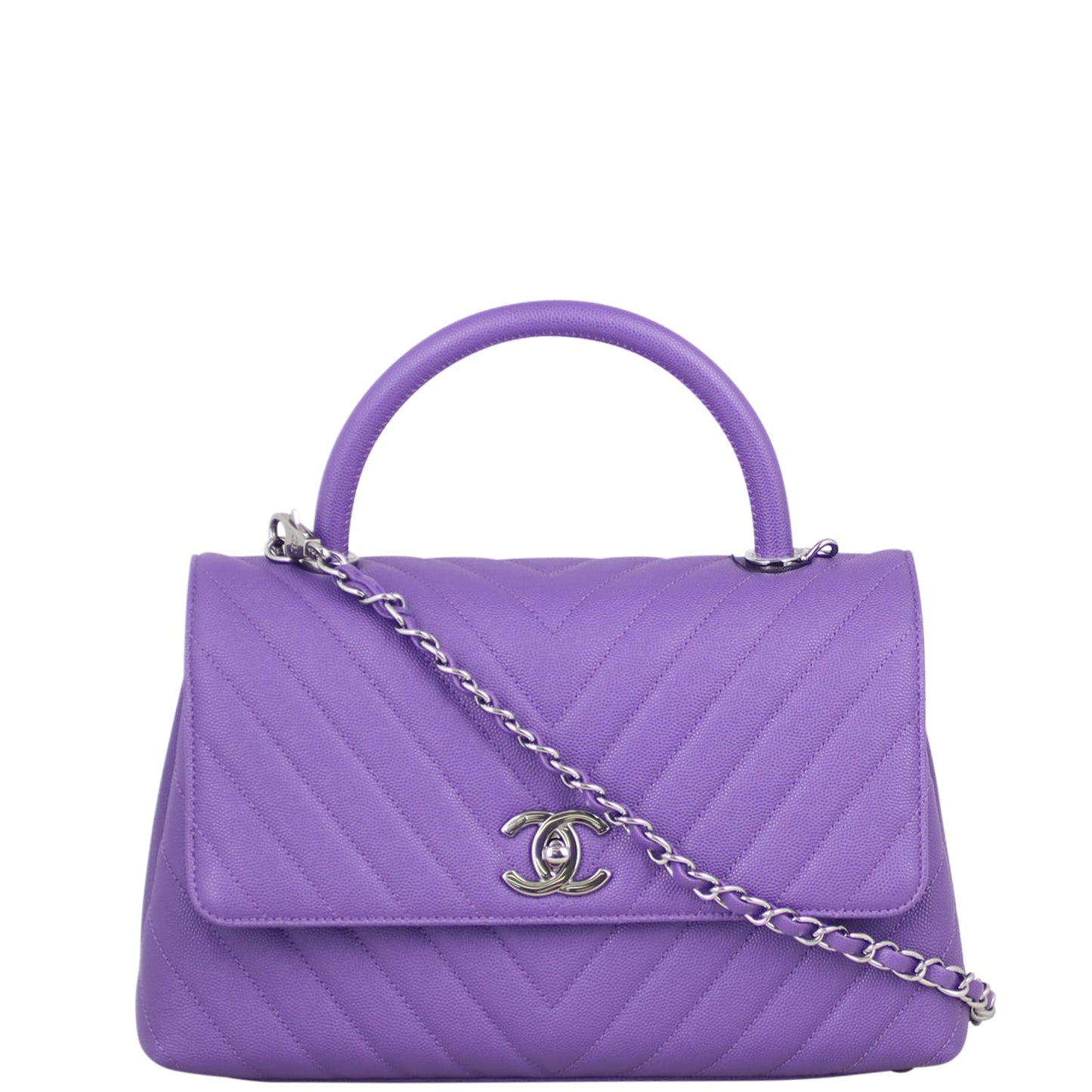 Chanel Coco Top Handle Medium Bag | Rich Purple