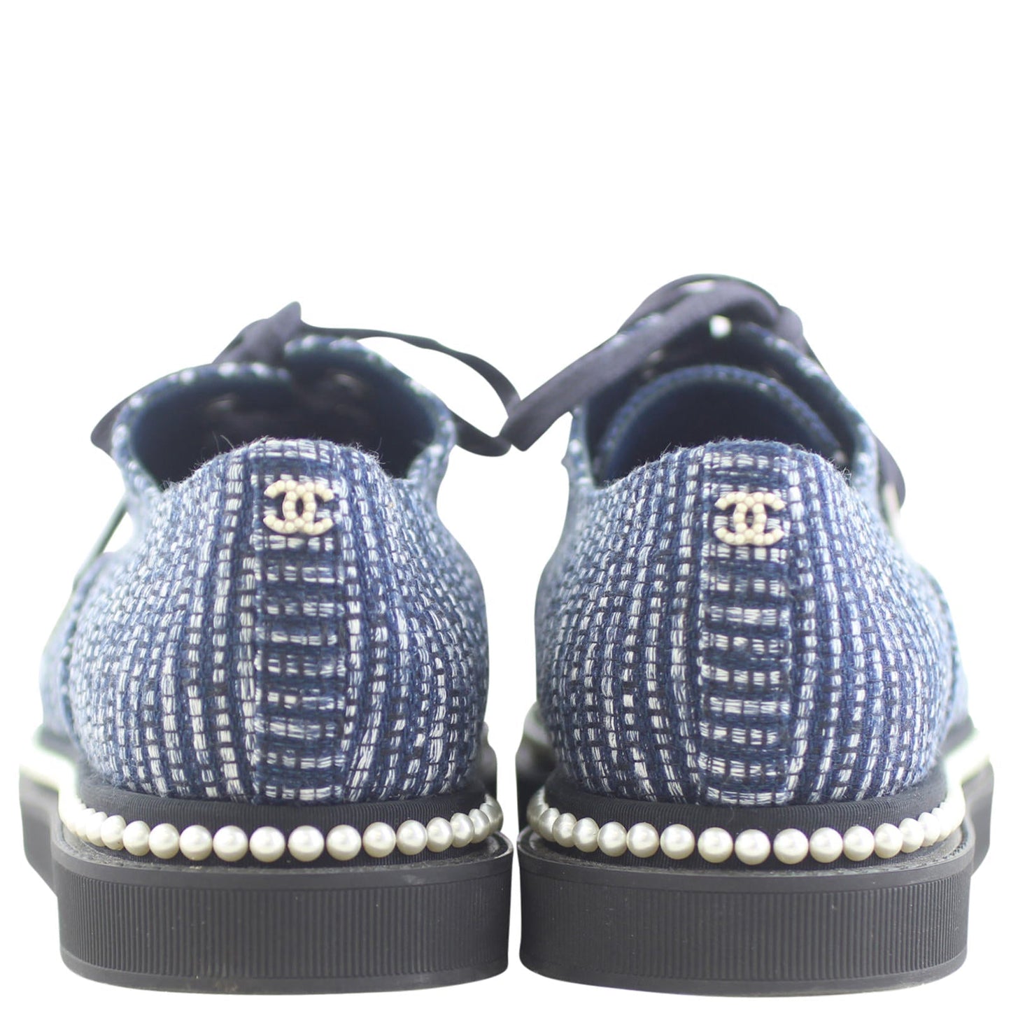 Chanel Tweed Faux-Pearl Oxfords