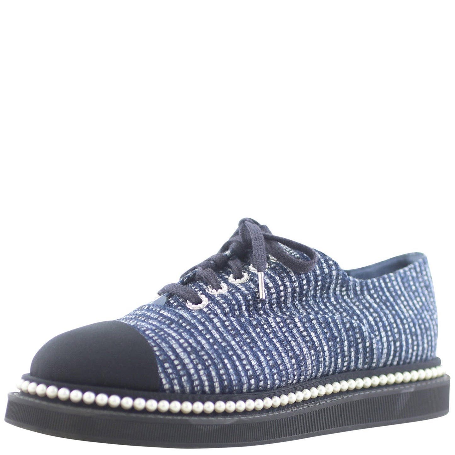 Chanel Tweed Faux-Pearl Oxfords