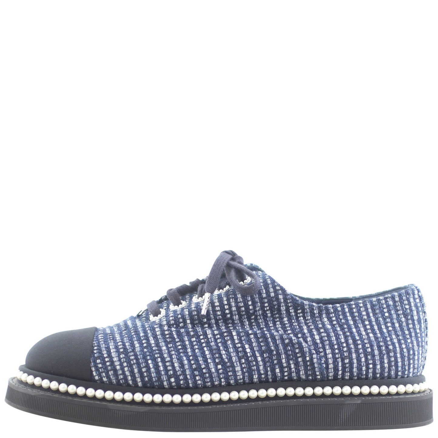 Chanel Tweed Faux-Pearl Oxfords