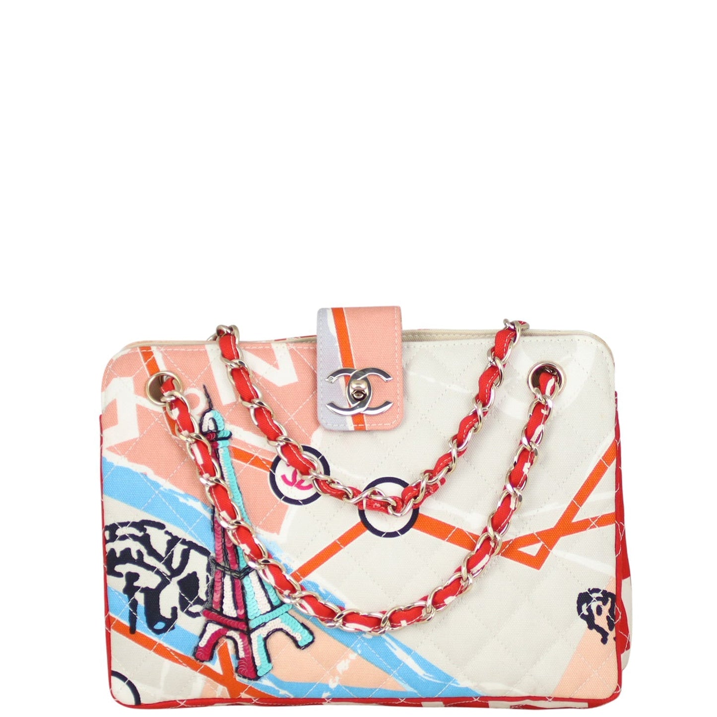 Chanel Quilted Canvas Eiffel Tower Tote