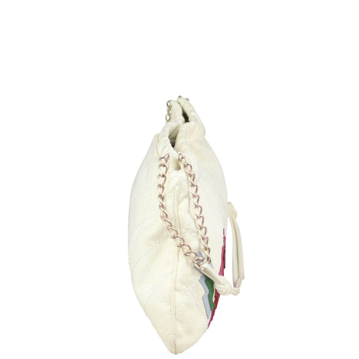 Chanel Quilted Rose Applique Hobo | Cream