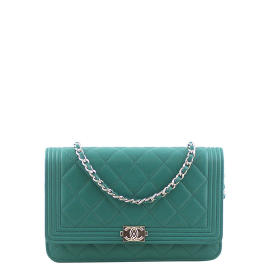 Chanel Boy Wallet On Chain | Emerald Teal Green