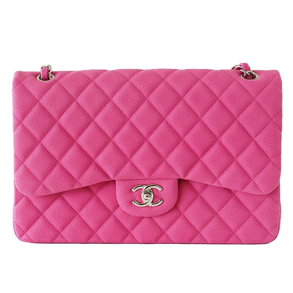 Chanel Bag Jumbo Double Flap Quilted Hot Pink Fuchsia Sueded Caviar new