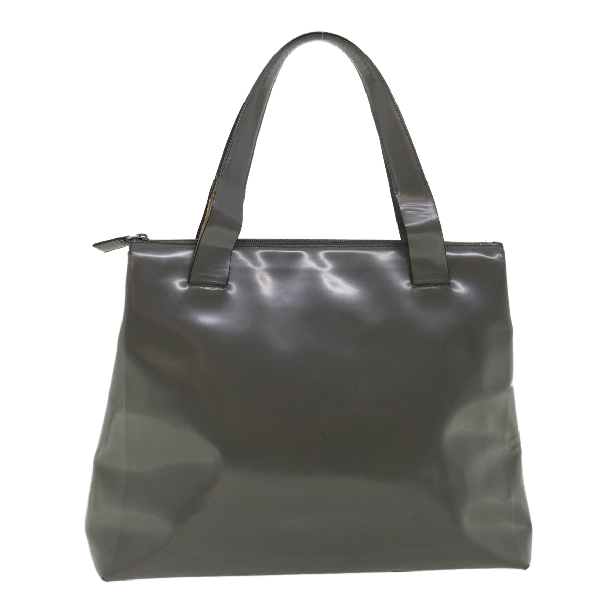 Prada Tote Bag Patent Leather Gray