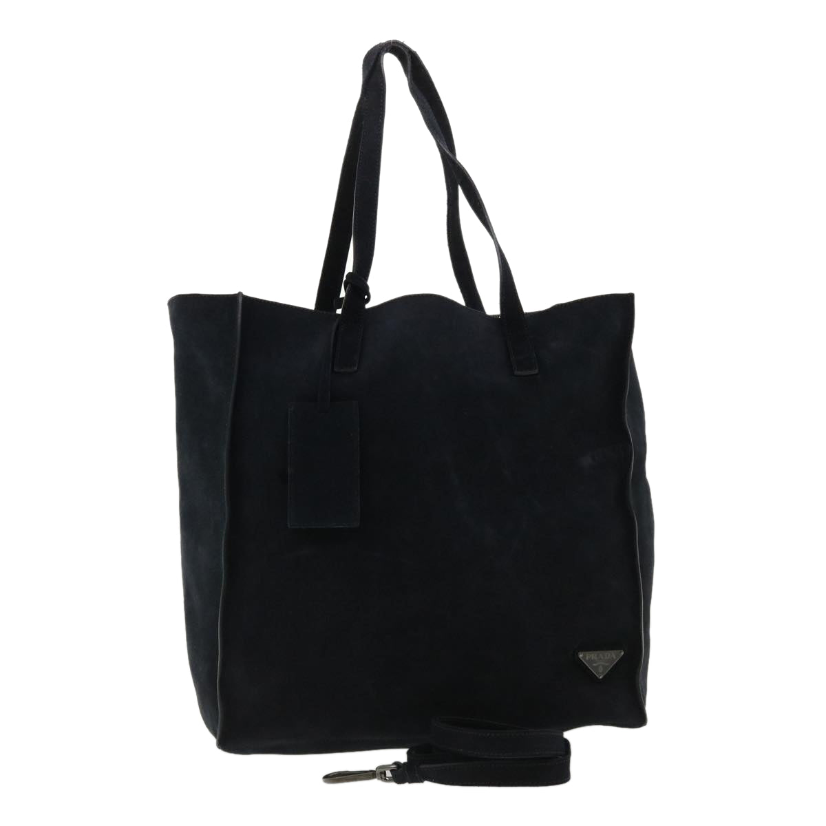 Prada Tote Bag Suede 2way Navy