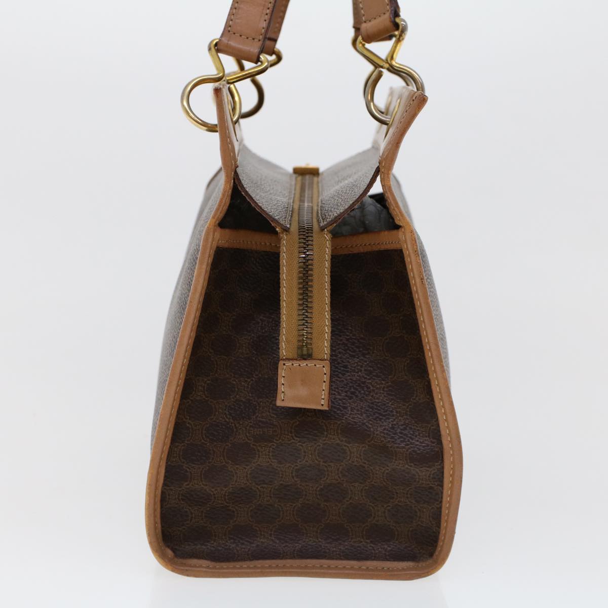 Luxury CELINE Macadam Canvas Hand Bag PVC Leather Brown cl579