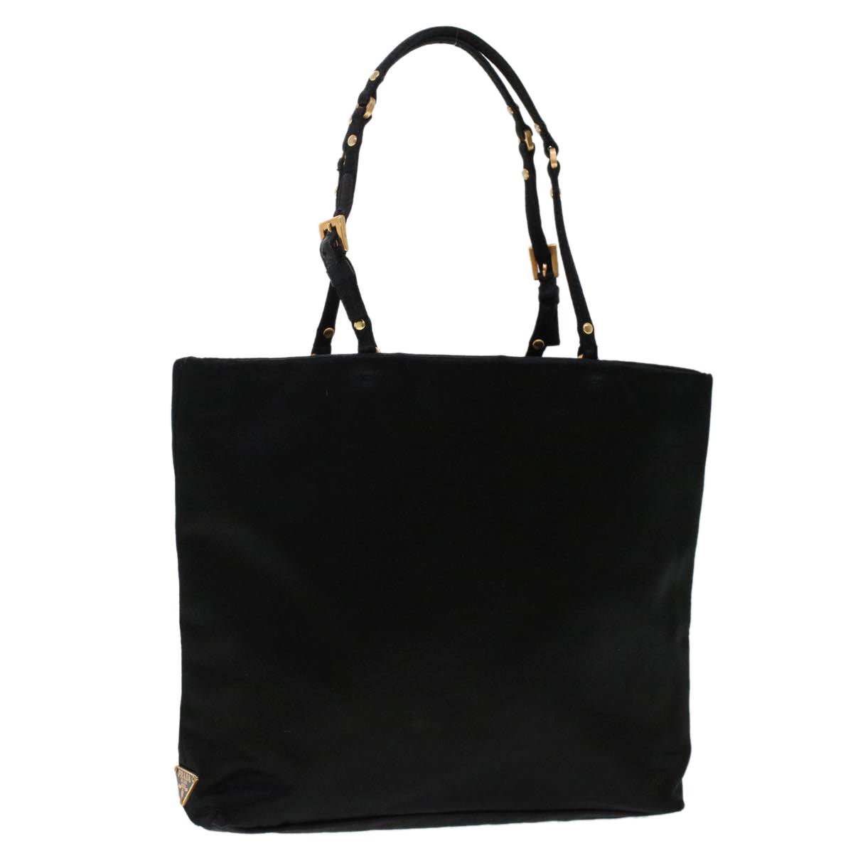 PRADA Hand Bag Satin Black Auth