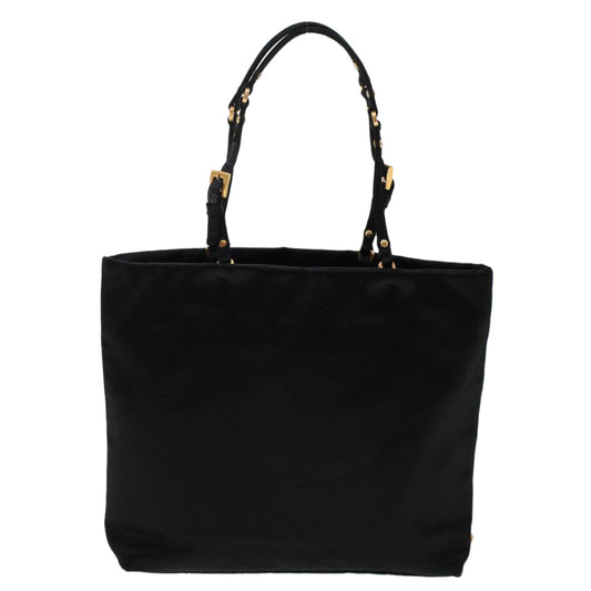 PRADA Hand Bag Satin Black Auth
