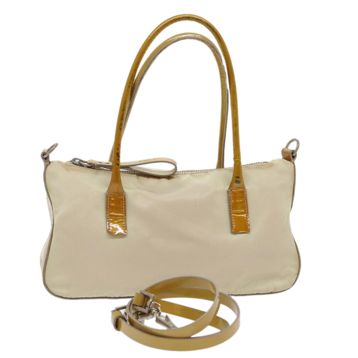 Prada Hand Bag Nylon 2way Shoulder Bag Beige