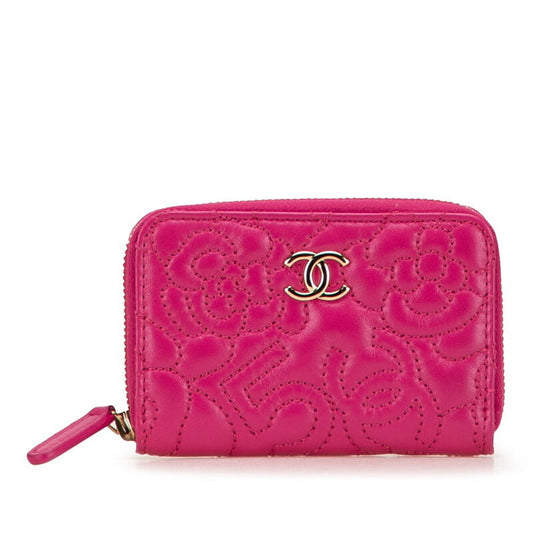 Chanel Camellia Lambskin Coin Case Handbag
