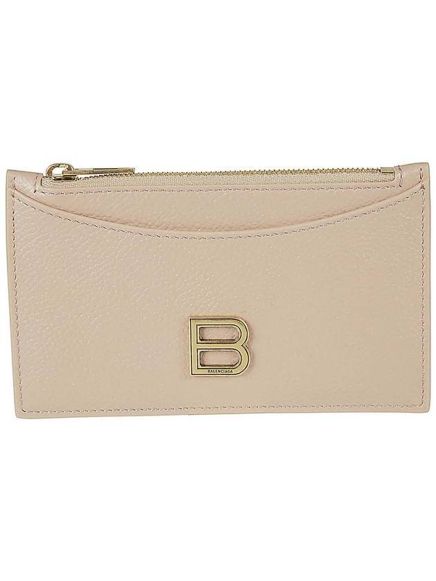 Luxury Balenciaga Trending 2026 Hourglass Gold B Logo Zipper Long Card Wallet Beige
