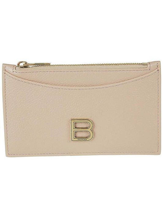 Luxury Balenciaga Trending 2026 Hourglass Gold B Logo Zipper Long Card Wallet Beige