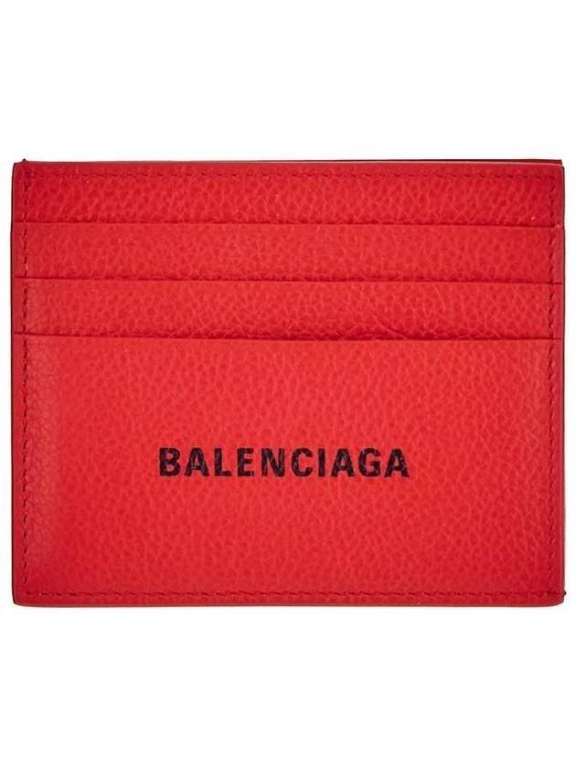 Luxury Balenciaga Trending 2026 Logo Print Leather Card Wallet Red