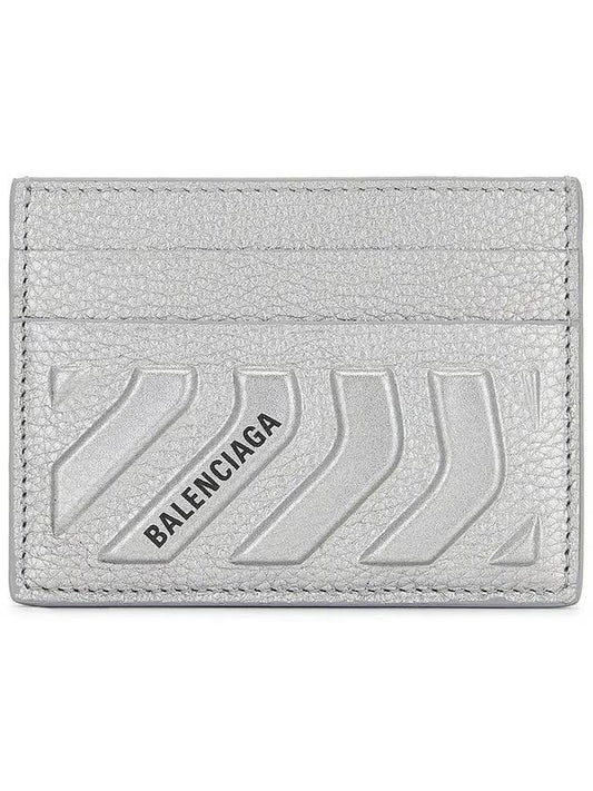 Luxury Balenciaga Trending 2026 Logo Grain Card Wallet Silver