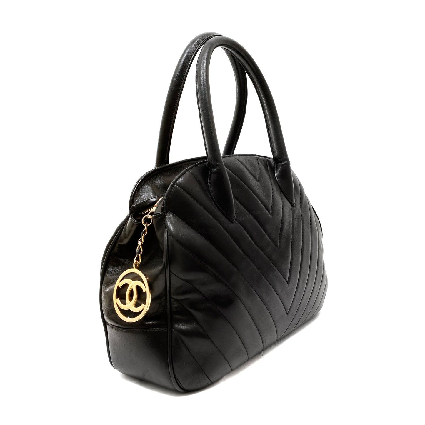 Chanel Black Chevron Leather Day Bag