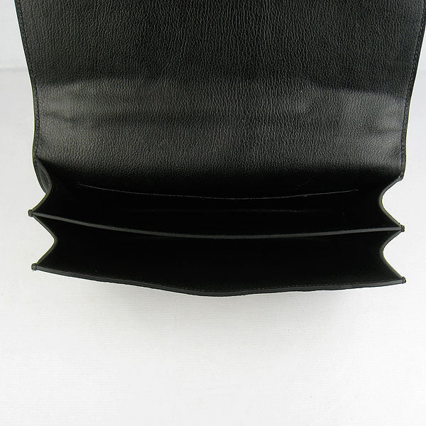 Luxury Hermes Calf Leather Message Bag Black Golden
