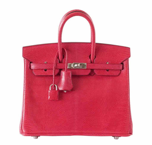 HermesBirkin 25 Rouge Exotic Lizard Bag