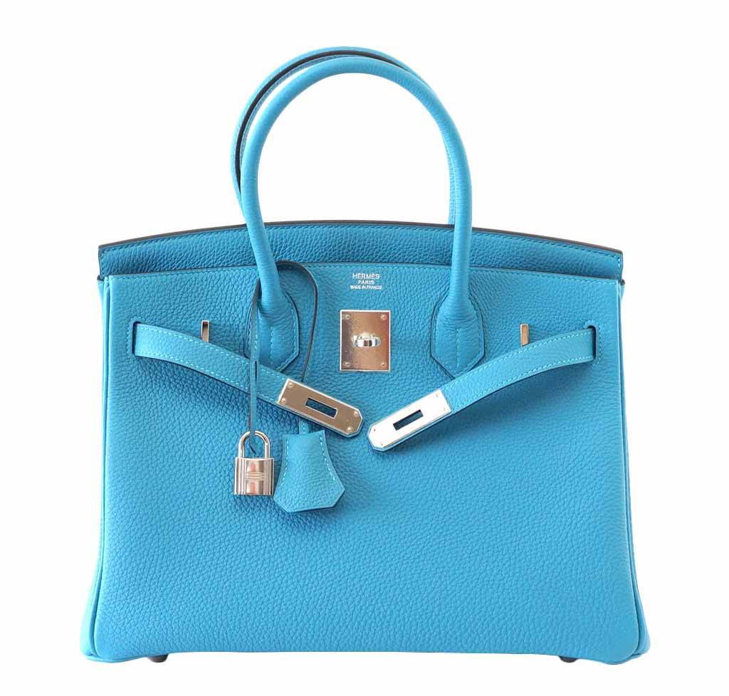 HermesBirkin 30 Turquoise Bag PHW
