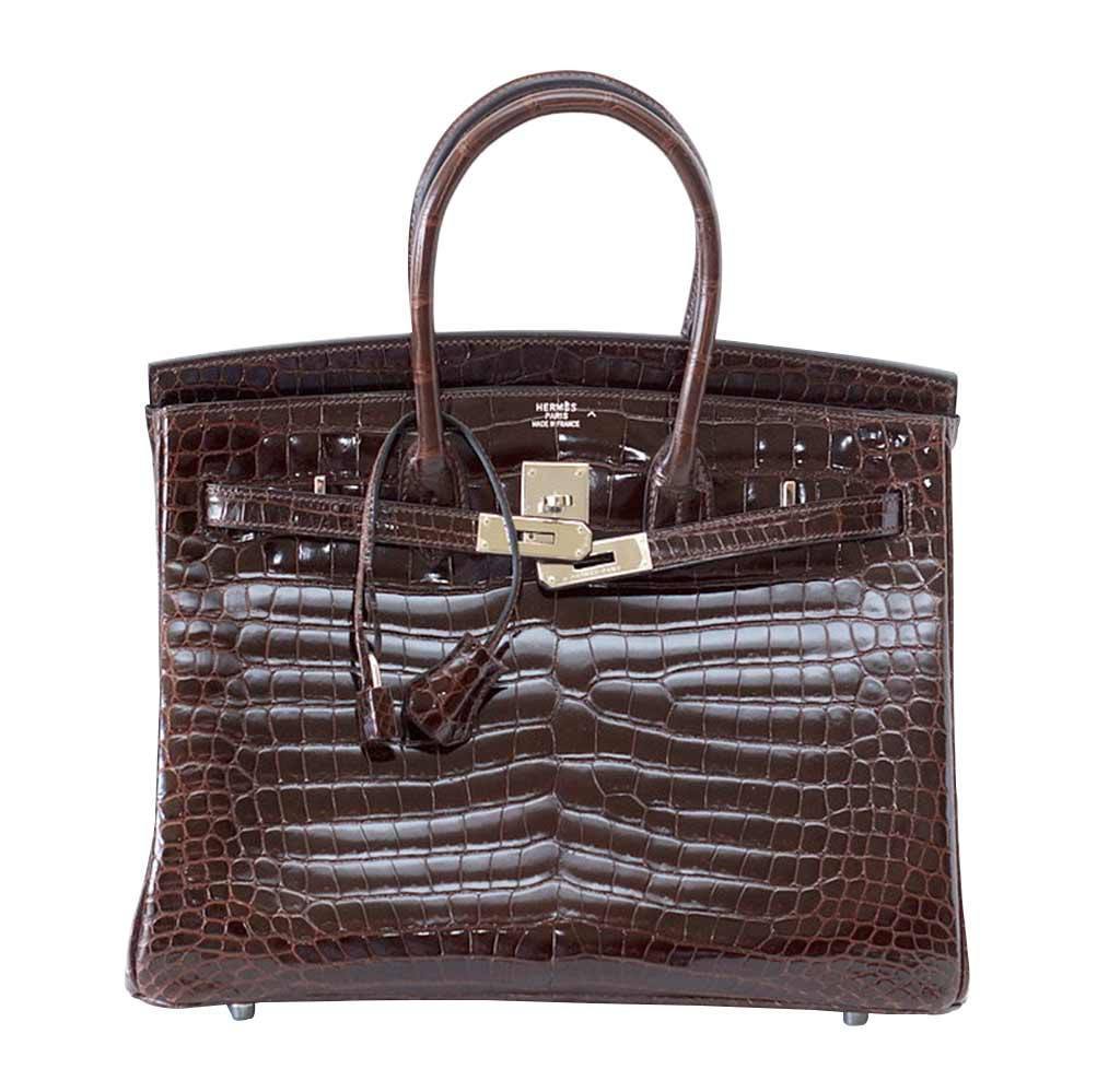 HermesBirkin 35 Chocolate Crocodile Bag
