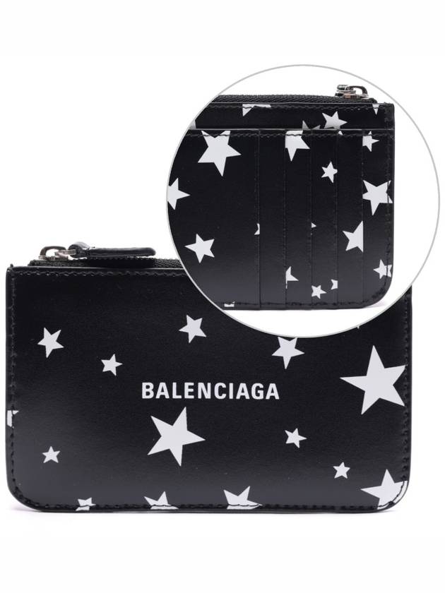 Luxury Balenciaga Trending 2026 Stars And Moon Print Card Wallet Black