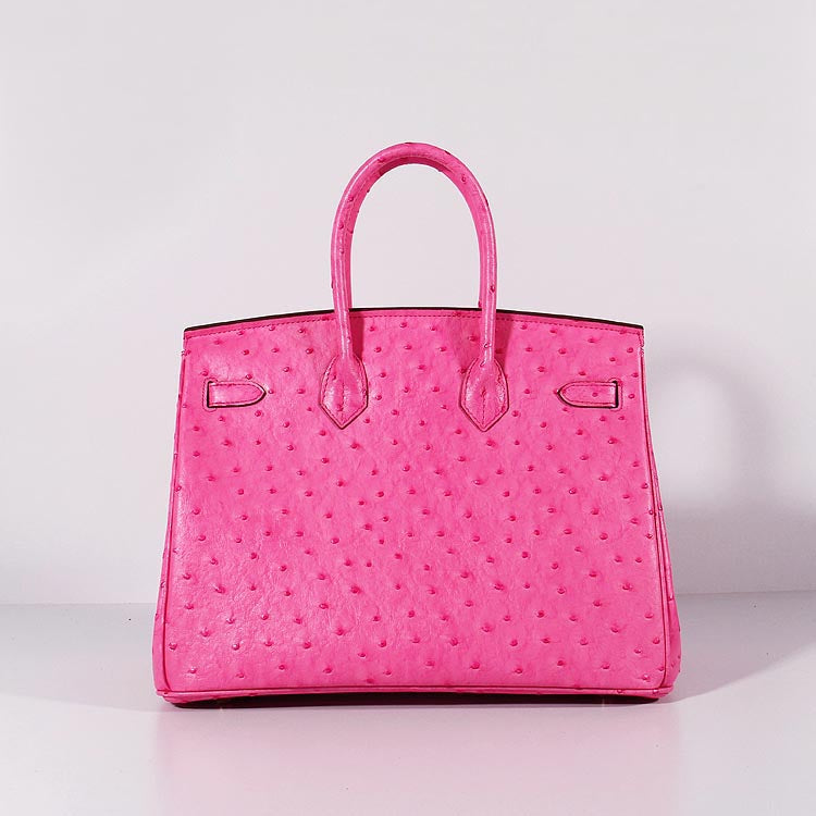Luxury Hermes Birkin 35cm Ostrich Leather Bag Rose Gold