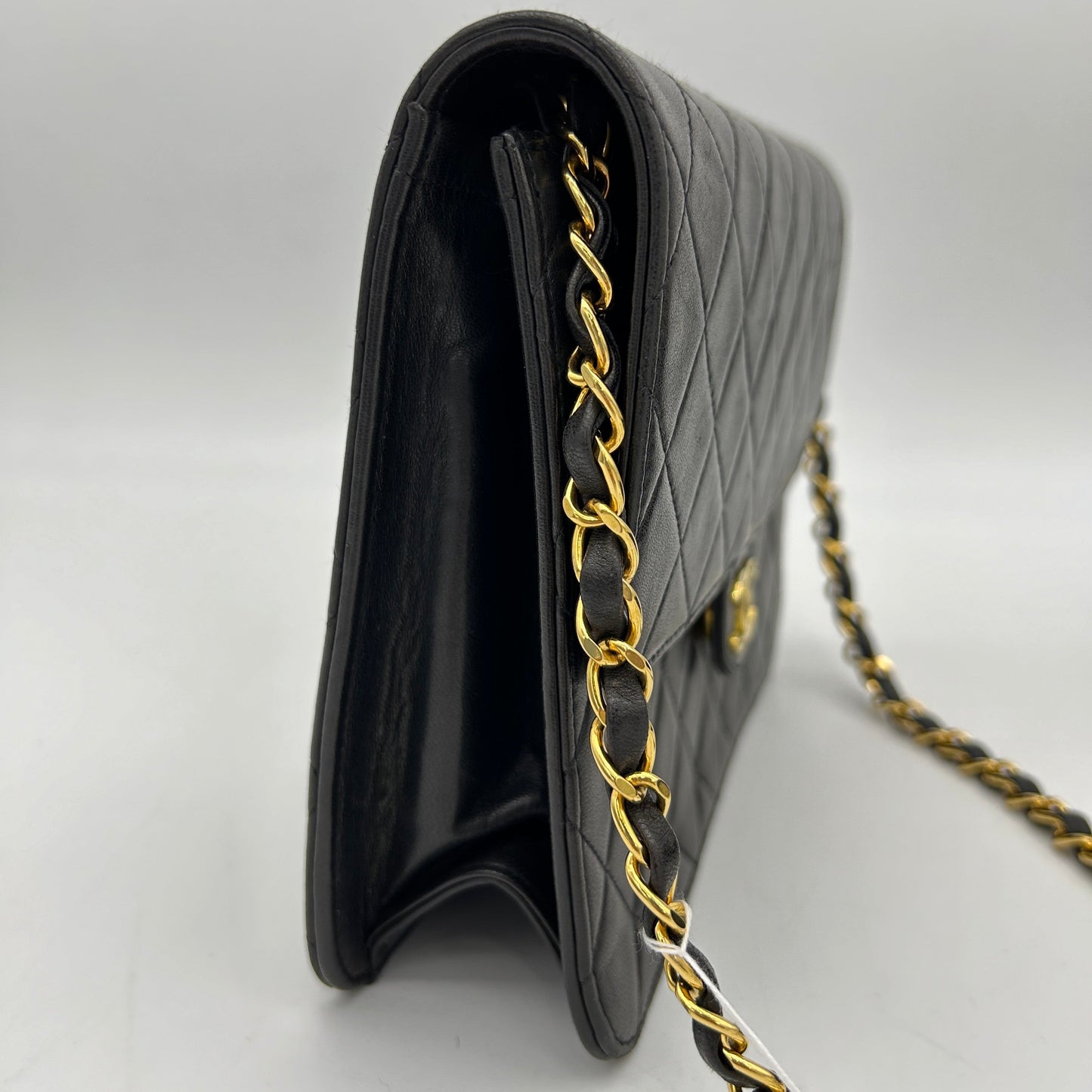 Chanel Black Lambskin Pushlock Small Half Flap Shoulder Bag 1996-1997