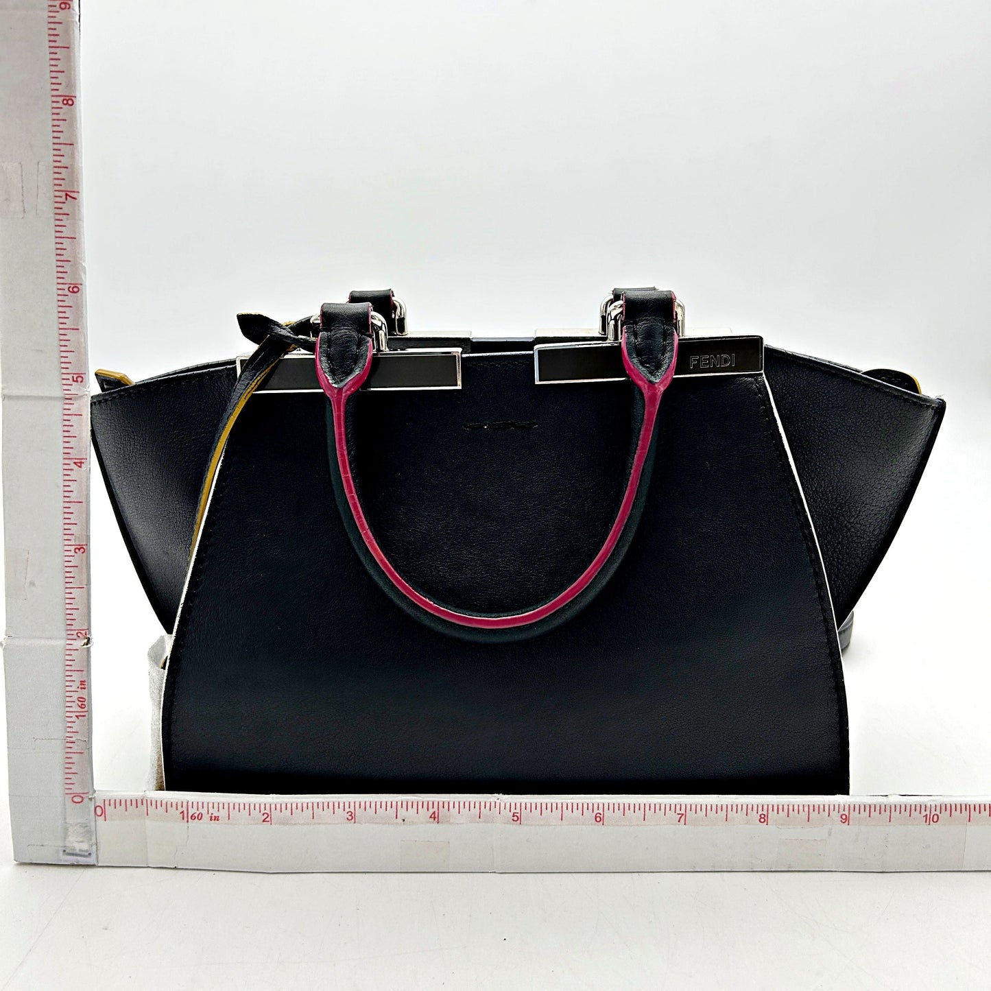 Fendi Petit Trois Jour Leather Handbag Black LA11536