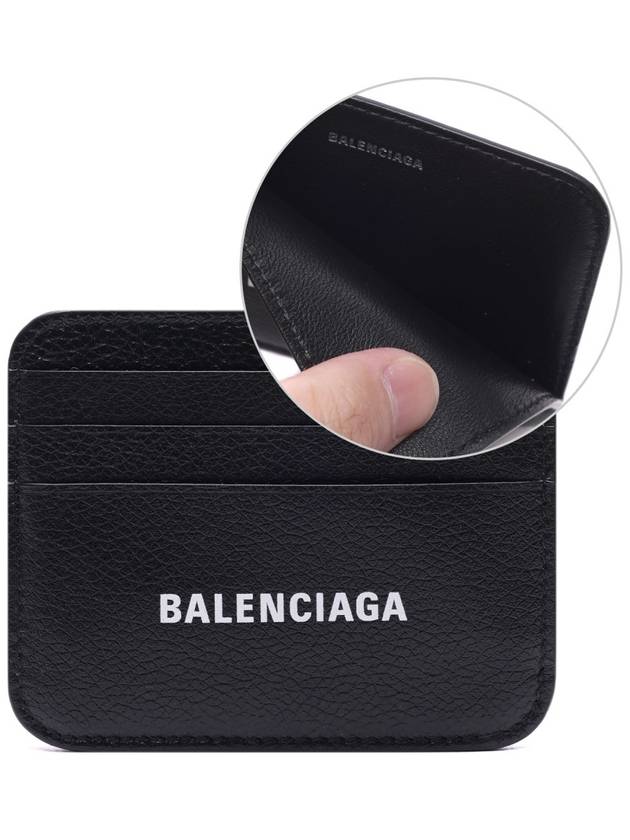 Luxury Balenciaga Trending 2026 White Logo 3-Fold Card Wallet Black
