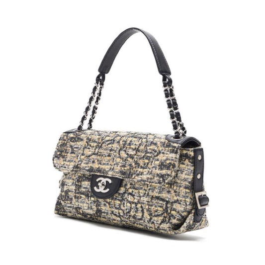 Chanel Camelia Turnrock Chain Shooter Tweed Black Multicolor Silver G Shooter Bag Shooter Bag Lady Hybrid ShipSS escence Online