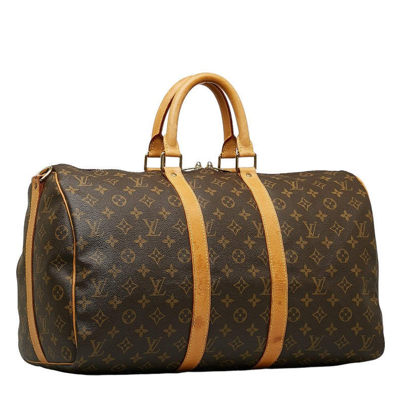 Louis Vuitton Monogram Keepall Bandrier 45 Boston Bag Handbag Shoulder Bag 2WAY M41418 Brown PVC Leather Louis Vuitton