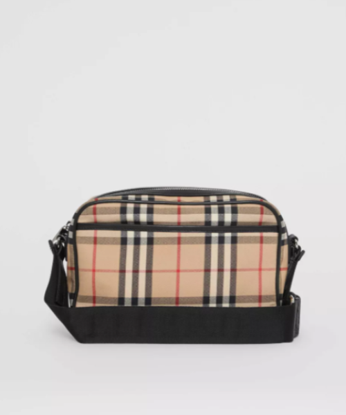 Burberry Check And Leather Crossbody Bag Archive Beige