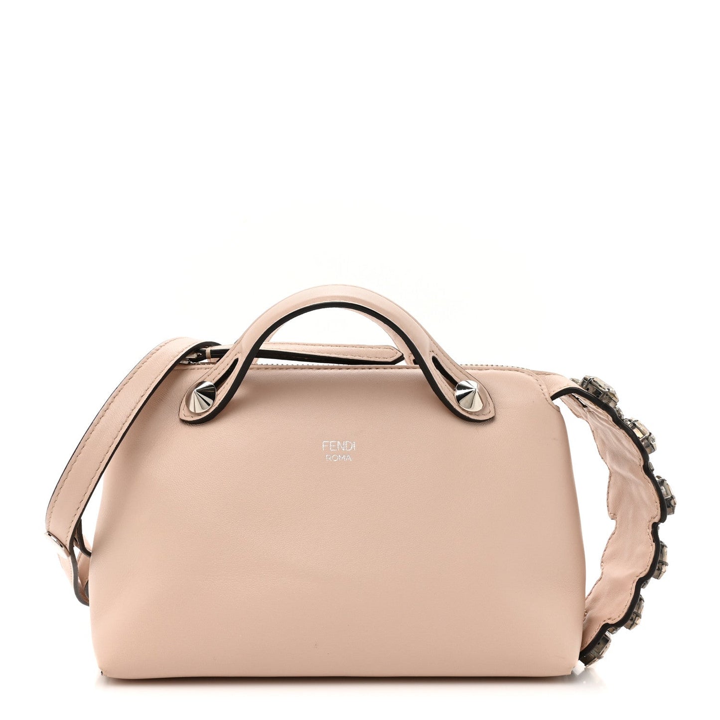 Fendi Shiny Nappa Crystal Croc Tail Mini By The Way Boston Bag Soap Smoky Quartz