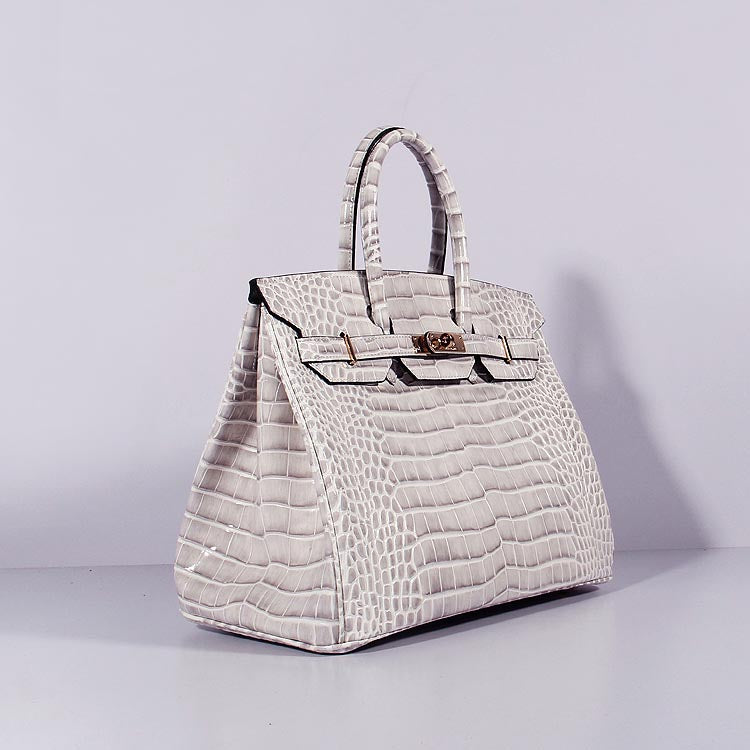 Luxury Hermes Birkin 35cm Crocodile Leather Handbag Himalaya Gold