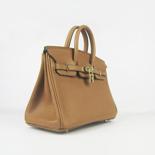 Luxury Hermes Birkin 25cm Handbag 6068 light coffee golden