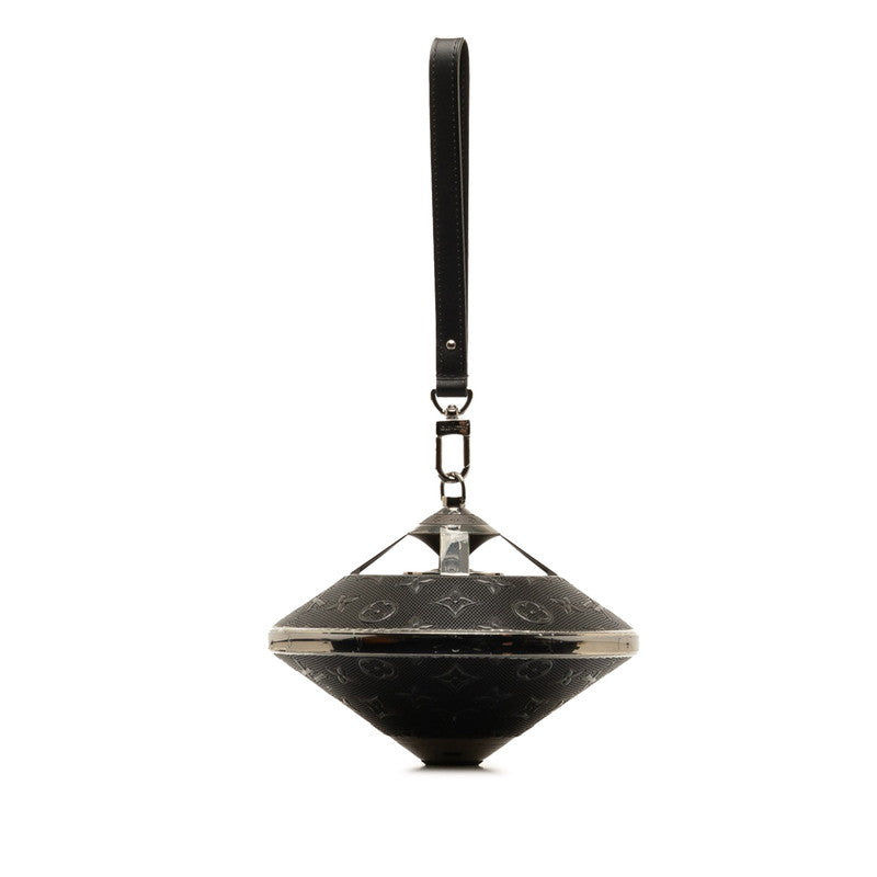Louis Vuitton Monogram Horizon Lighting Speaker Obje QAC000 Gummetal Black Stainless Leather Men LOUIS VUITTON